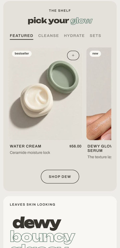 Dew product page on a phone