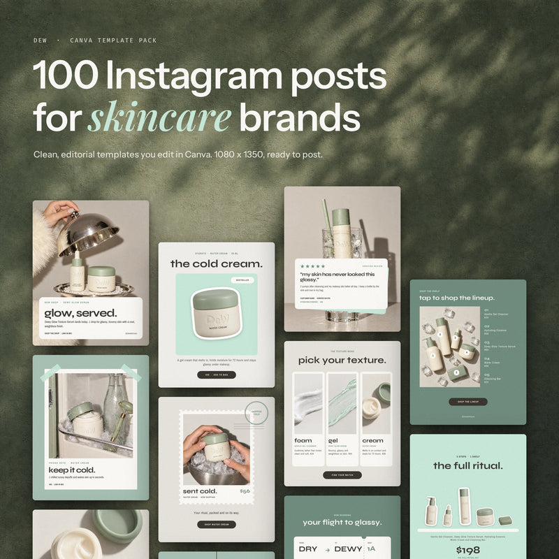 Dew | 100 Instagram Templates for Skincare Brands
