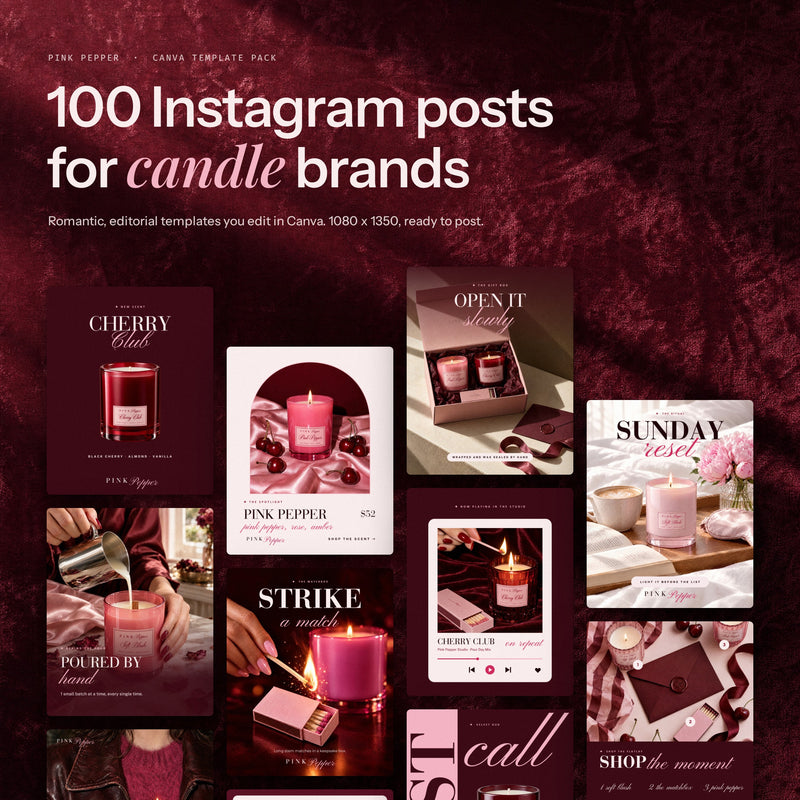 Pink Pepper | 100 Instagram Templates for Candle Brands