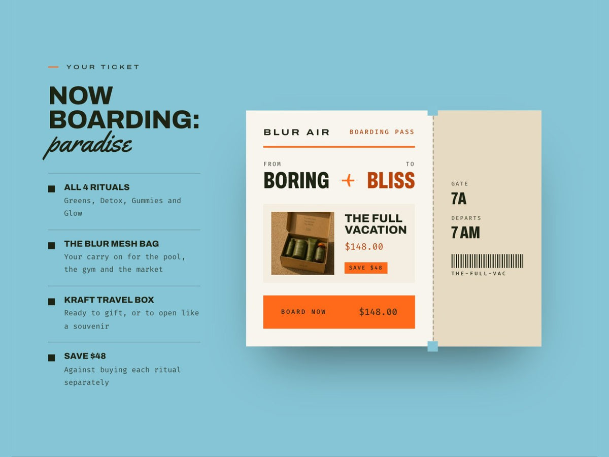 BLUR boarding pass story funnel