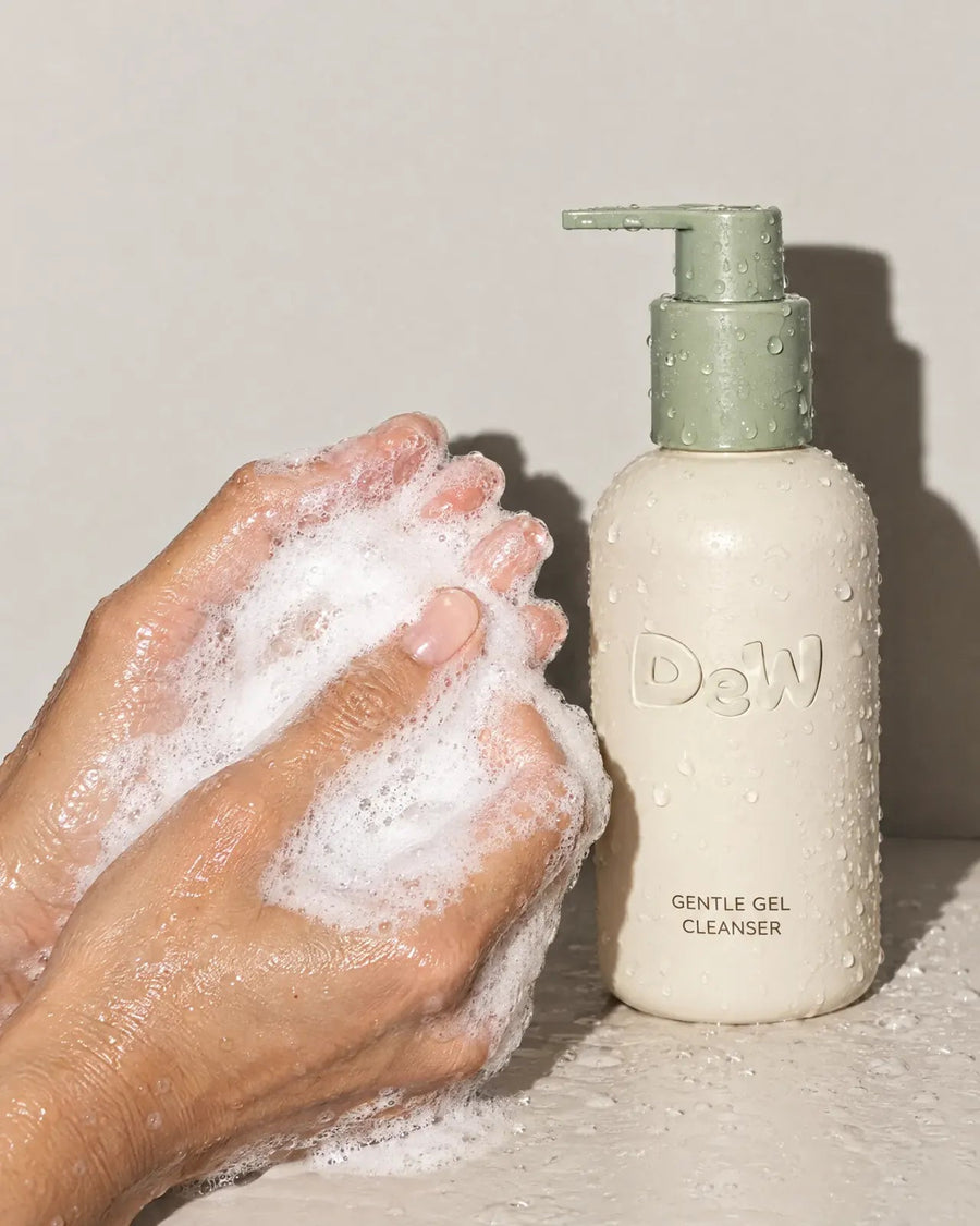 Cleanser lather in hands