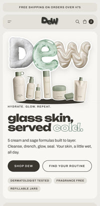 Dew homepage on mobile