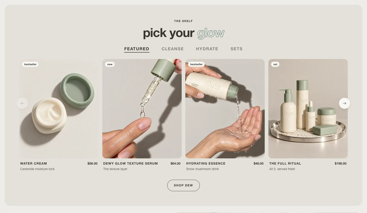 Dew homepage section 2