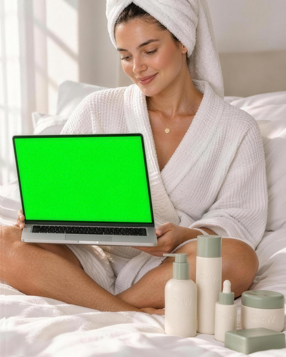 The Dew store on a laptop in bed
